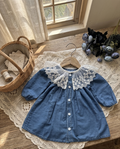 Clara Lace Cotton Denim frock