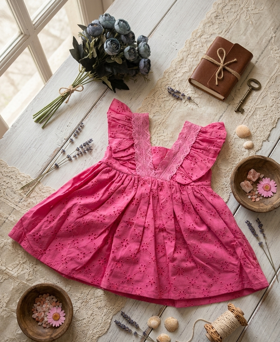 Rosy Flutter frock
