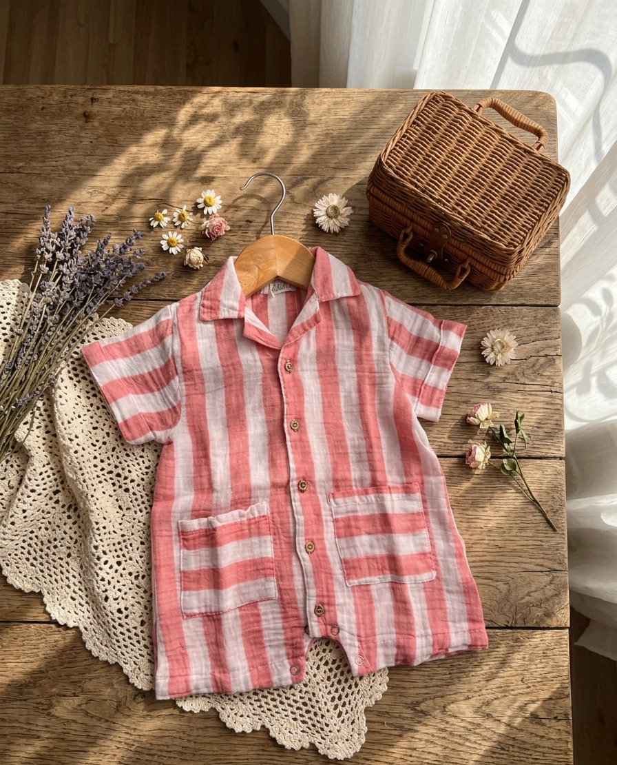 Coral Stripes playsuit