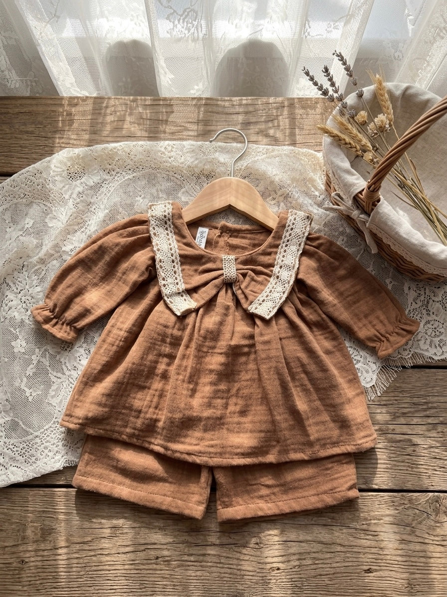 Cinnamon Bow Collar set