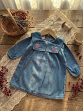 Cherry Sailor Denim dress (Blue)