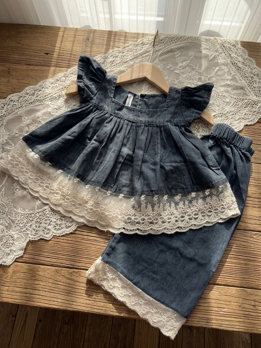 Feathery Flutter Denim set