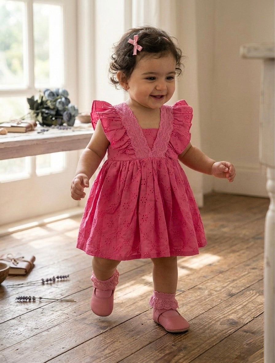 Rosy Flutter frock