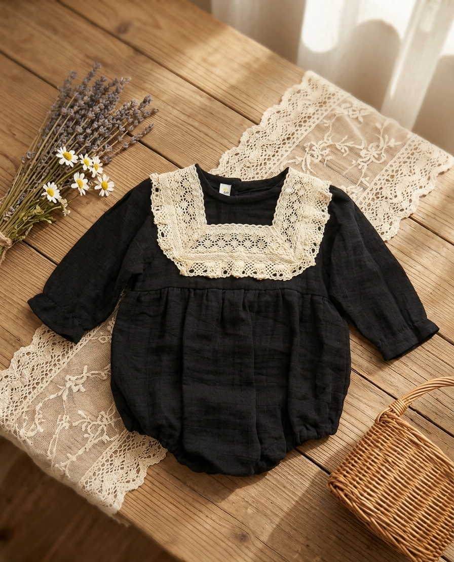 Raven Lace romper