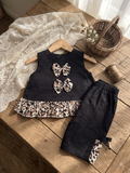 Leopard Bows Peplum set