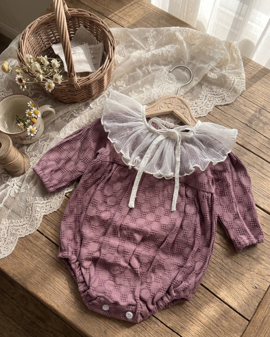Mauve Jacquard Bubble Romper